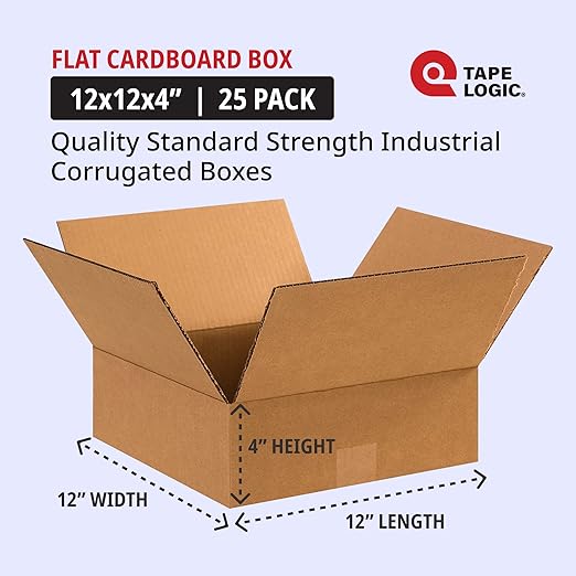 TAPE LOGIC 12 x 12 x 4 Corrugated Cardboard Boxes, Flat 12"L x 12"W x 4"H - Image 2