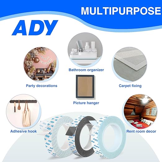ADY Removable Double Sided Tape Heavy Duty 1in x 20ft, Damage Free Picture - Image 5