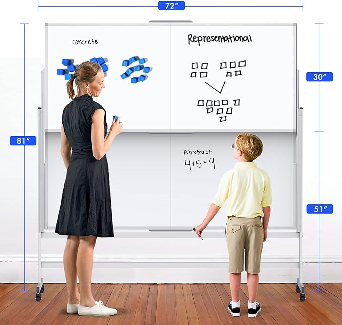 Dry Erase Whiteboard Height Adjustable, 72x60 inches Large Standing Easel White - Image 4