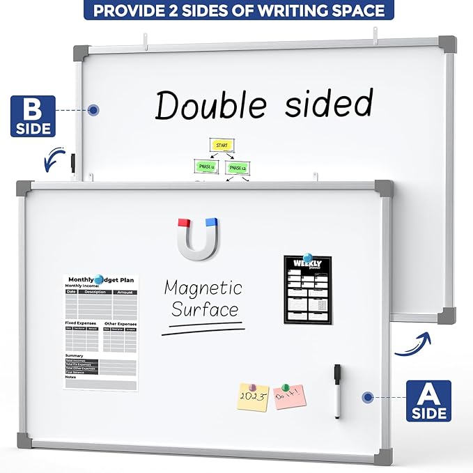 MaxGear Dry Erase Board for Wall, Double-Sided Large Whiteboard, Hanging for - Image 4