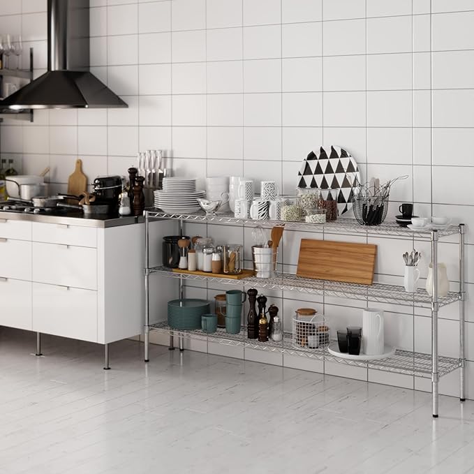 14" Deep x 72" Wide x 34" Height Wire Shelving Kit | 3-Tier | NSF Commercial - Image 6