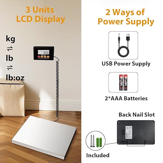 Digital Postal Scale, 440lb x 10g Accuracy Shipping Scale, Stainless Steel - Image 5
