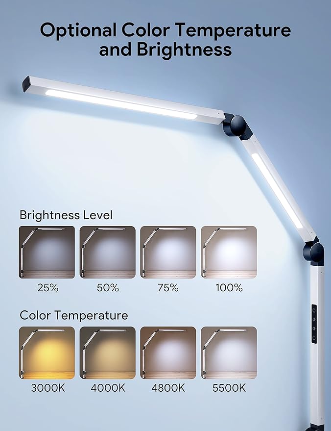 MediAcous LED Desk Lamp with Clamp, Dual Light Desk Lamp with Swing Arm - Image 2
