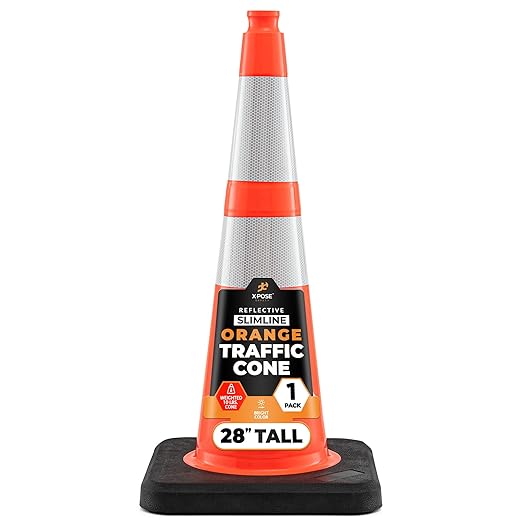 Xpose Safety 28 Inch Orange Slim Line Traffic Cones Heavy Duty 10lb by XposeSafety