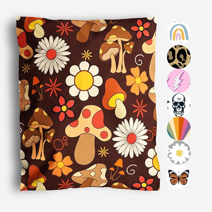 10x13 Poly Mailers – Cottagecore Mushrooms – Waterproof, Tear-Resistant by PackageMint