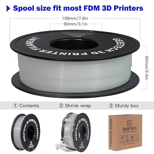 GEEETECH Glow in The Dark PLA Purple Filament, 3D Printing Luminous Filament - Image 6