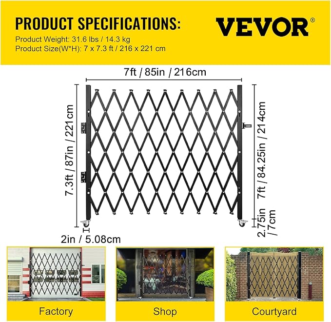 VEVOR Folding Security Door, Steel Scissor Gate - Image 7