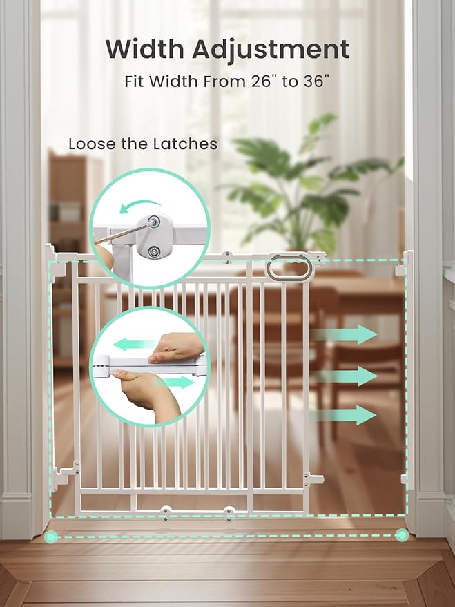 Mom's Choice GROWNSY Baby Gate No Bottom Bar, Adjustable Width 26” to 36” - Image 4