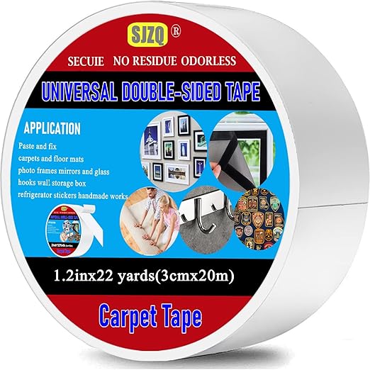 Double Sided Carpet Tape Heavy Duty, 1.2inx22Yards No Residue Rug Tape by BUYNOW