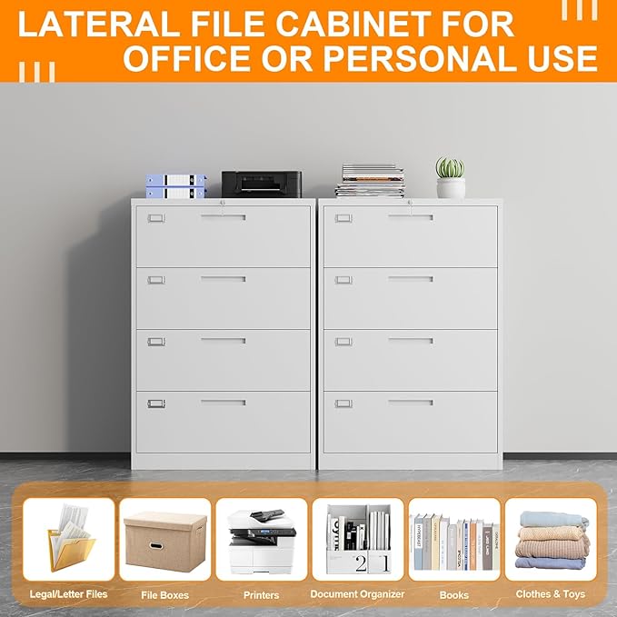 File Cabinet 4 Drawer, Lateral Filing Cabinet - Image 5