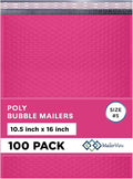 Hot Pink10.5x16 Inch Large Poly Bubble Mailers #5 | Padded Envelopes by MAILERVIEW