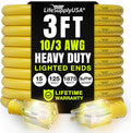 3ft Outdoor/Indoor Extension Cord 10/3 Gauge Ultra Heavy Duty 3 Prong SJTW by LifeSupplyUSA