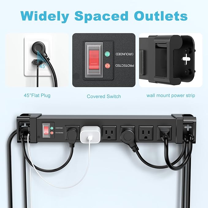 IPX6 Outdoor Power Strip Weatherproof, 6 Outlet Metal Surge Protector Wall - Image 3
