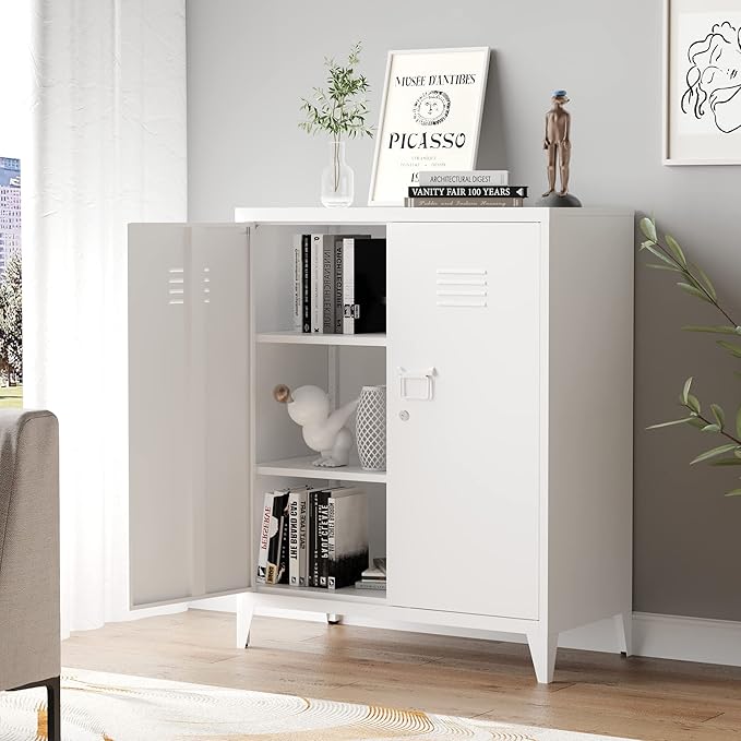 Metal Storage Cabinet with Lock, Locking Cabinets Office Storage Caninet with 2 - Image 6