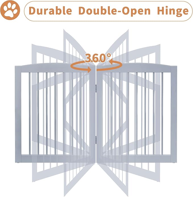 Freestanding Pet Gate for Dogs, Foldable Wooden Dog Gate for House, Indoor Dog - Image 5