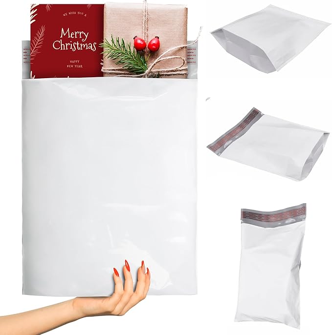 ABC PACK & SUPPLY White Gusseted Poly Mailers, 2.5 Mil. Plastic Shipping Bags by ABCPackSupply%C2%AE