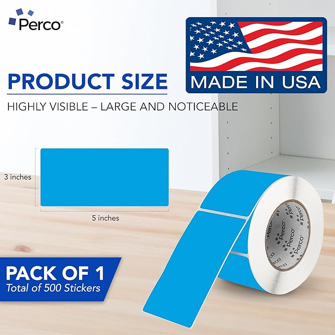 Perco Light Blue Labels 3x5 Inch 500 Stickers/Roll - Image 2