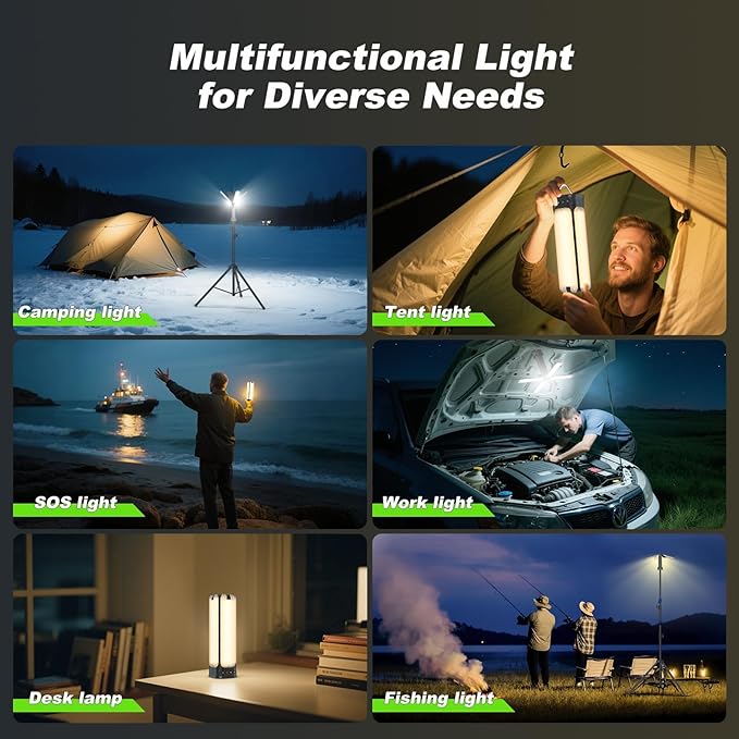Camping Lights with Remote & Stand 8.2 Ft, 14000 mAh Rechargeable Camping - Image 6