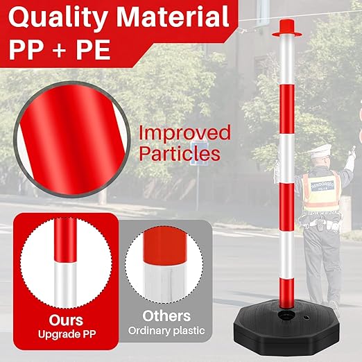 Konohan 12 Sets 34 Inch Parking Cone Delineators Post Traffic Cone Plastic - Image 3