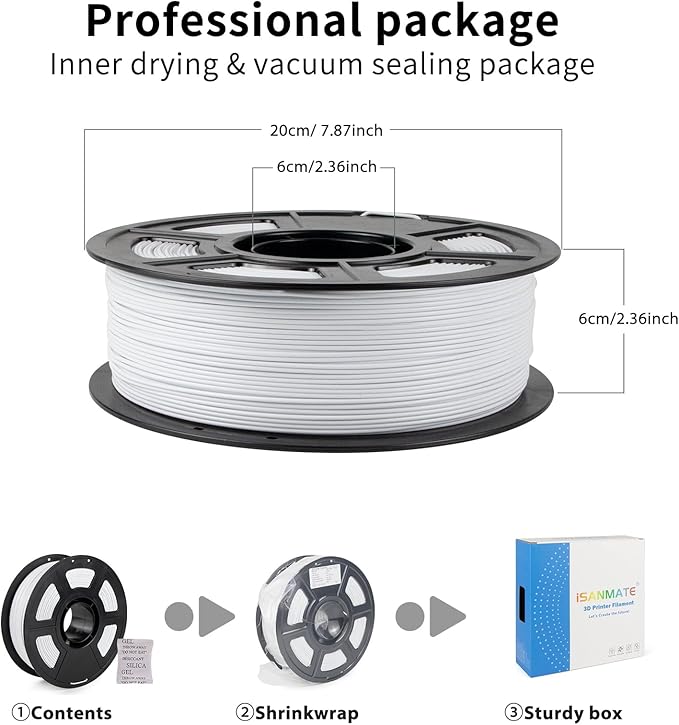 iSANMATE ASA Filament 1.75mm White 1KG, UV & Weather Resistant 3D Printer - Image 7