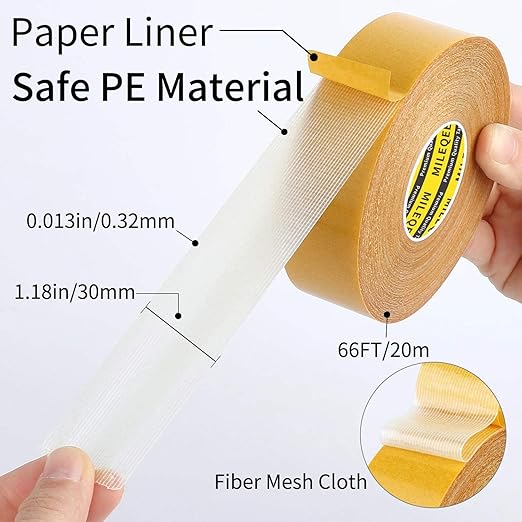 2Pack Double Sided Tape Heavy Duty, 1.18" x 66FT, Universal High Tack Strong - Image 2