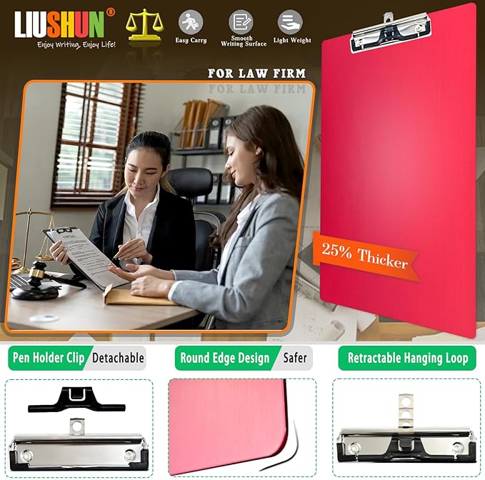 Legal Aluminum Clipboard Metal w/Stainless Hangable Pen Holder Writing Low - Image 2