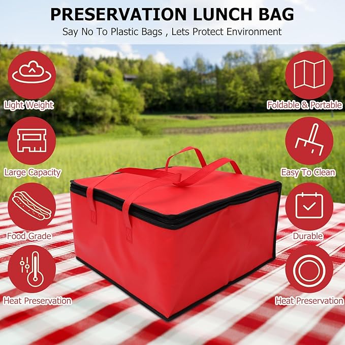 PRETYZOOM Insulated Bag for Food Packing, Large Capacity Pizza Packing Bags for - Image 2