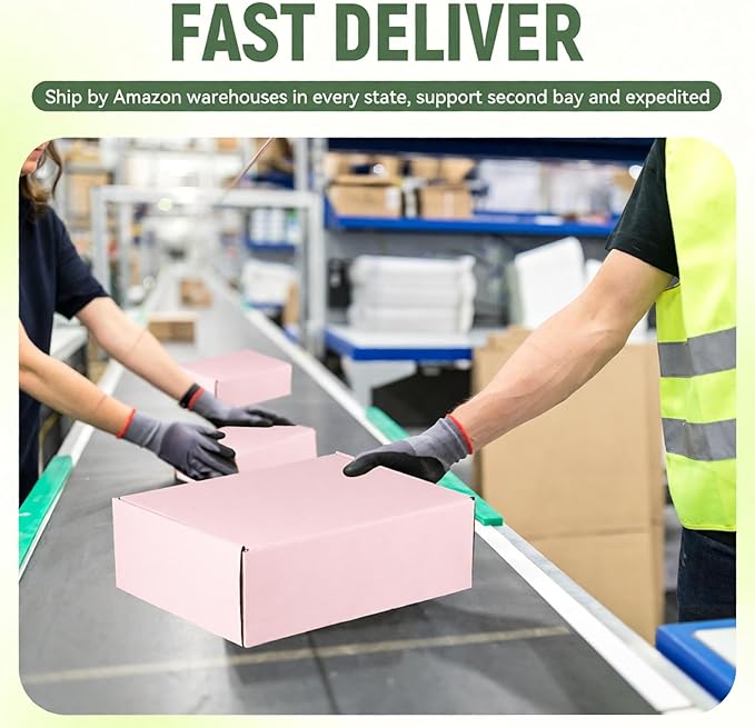 10 Pack 12"x9"x4" inch Shipping Boxes Pink Corrugated Cardboard Box - Image 6