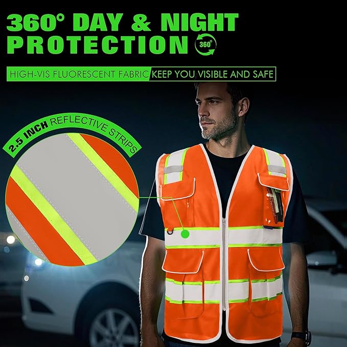 BeautyWill Custom Logo 10/20 Pack Safety Vest Class2 High Visibility Vest - Image 2