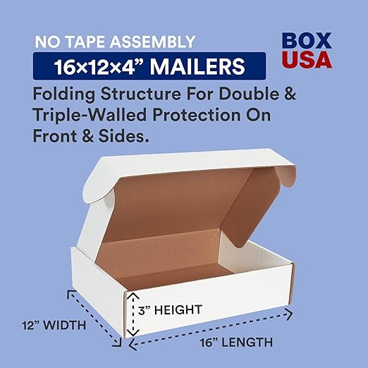 Box USA 16" Deluxe Shipping Boxes 16"L x 12"W x 4"H, Gifts or Bulk Business - Image 2