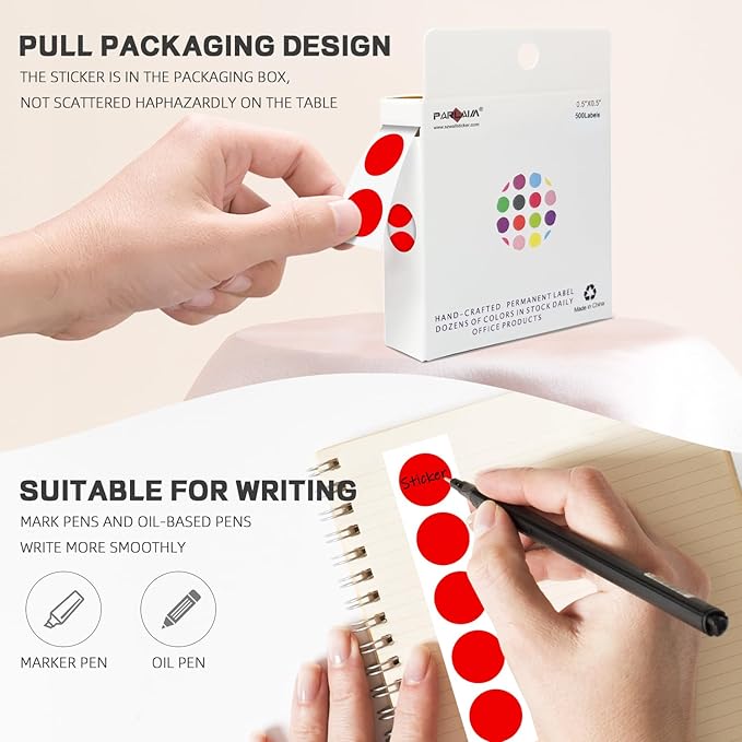 PARLAIM 1/2 Inch Round Adhesive Color-Code Dot Stickers, 500 Stickers Inventory - Image 3
