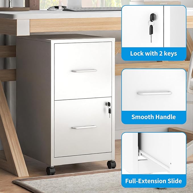 2 Drawer Mobile File Cabinet - Image 4