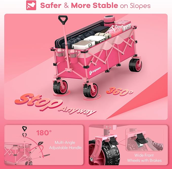 48" L Collapsible Wagon Cart Foldable, 560lbs Weight Capacity 300L Heavy Duty - Image 8