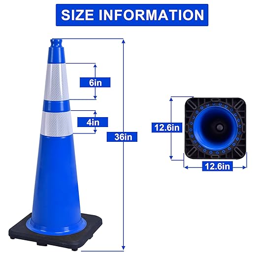 OrangeStar 36" Traffic Cones 4-Pack Blue Safety Cones - Image 7