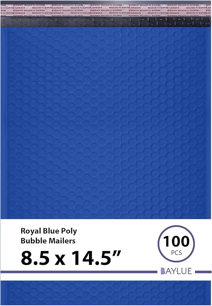 Royal Blue Poly Bubble Mailers 8.5x14.5 inch #3 | Self Seal Padded Envelopes | by BAYLUE