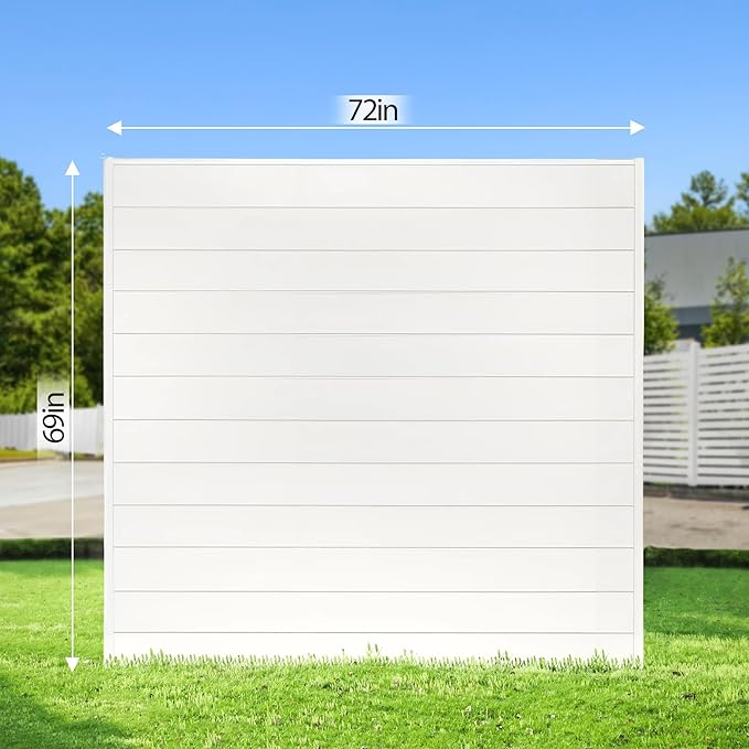 69" H x 72" W White Aluminum Privacy Fence Panel – Modern Pre-Assembled Garden - Image 2