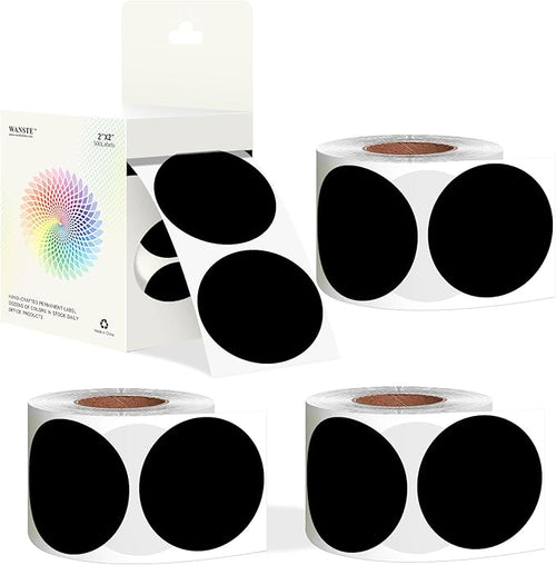 2-Inch Black Circle Sticker Labels, Organizing by WANSTE