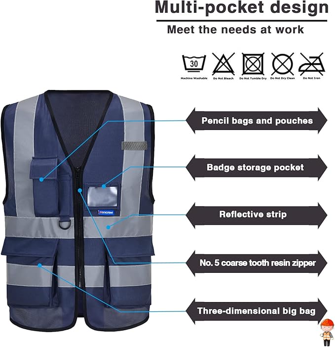 A-SAFETY navy blue high visible vest - Image 7