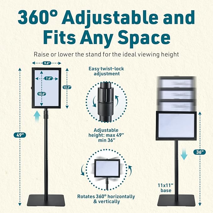 2 PACK Double-Sided Adjustable Heavy Duty Pedestal Sign Holder Stand - Image 5