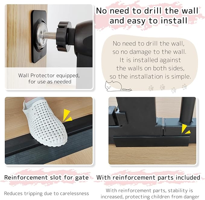 Lumizone Extra Tall Pet Gate 55.12" High Pressure Mounted 46.65"-50.78" Extra - Image 6