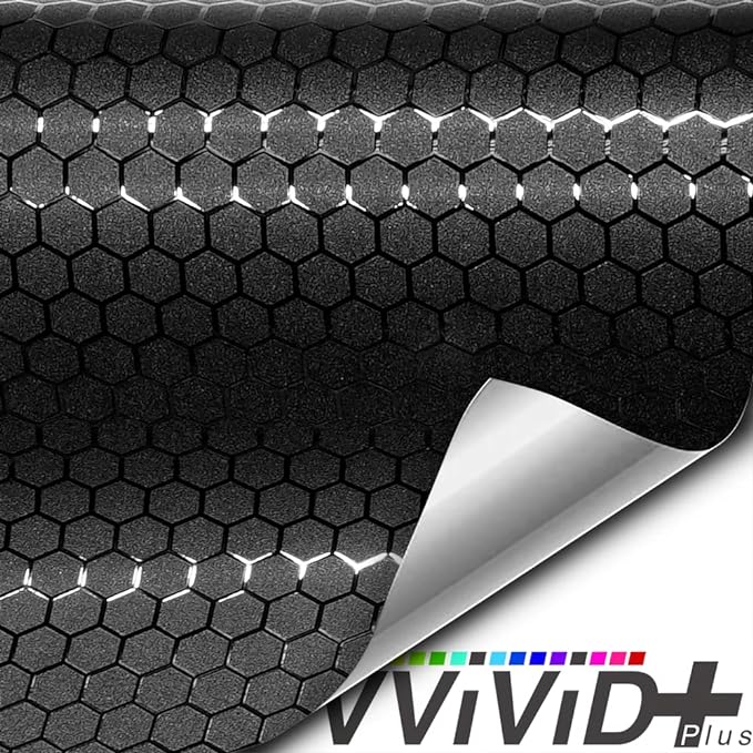 VViViD+ Honeycomb Matte Black Medium Pattern Car Wrap Vinyl - Image 2