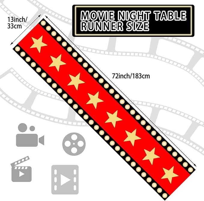 2 Pcs 13 x 72 Inch Movie Night Table Runner - Image 2