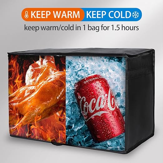 Bodaon 1-Pack Insulated Food Delivery Bag, XX-Large Reusable Grocery Shopping - Image 3