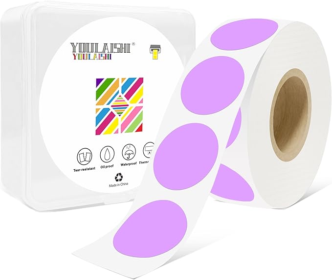 1 Inch Circle Dot Stickers 1000 PCS Color Coding Thermal Labels Dots Writable by YOULAISHI