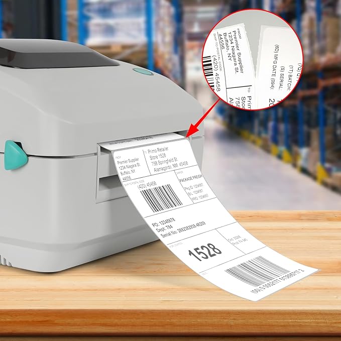 White Direct Thermal Labels 4 × 6 Inch Vinyl Self-Adhesive Fanfold Shipping - Image 2