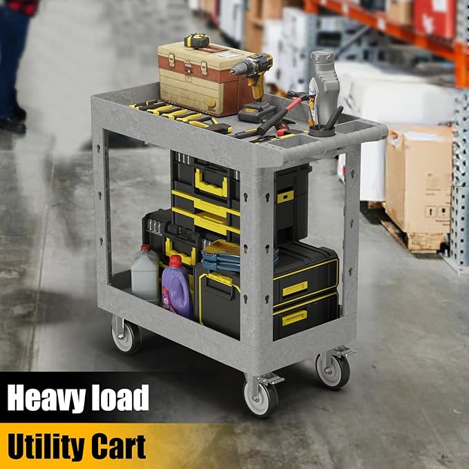 Service Utility Plastic Tool Cart, 34 x 17-Inch Rolling Cart - Image 7