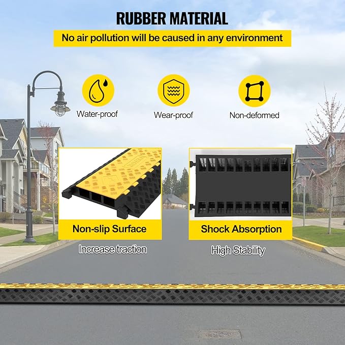 Happybuy 1 Pack of 3-Channel Rubber Cable Protector Ramps Heavy Duty 44000Lbs - Image 5