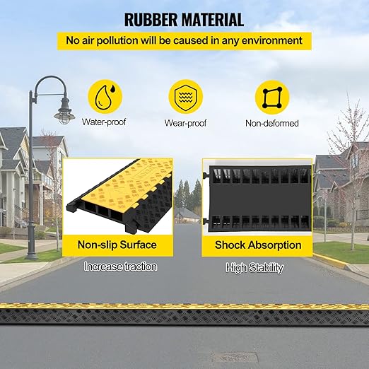 VEVOR 3-Channel Rubber Cable Protector Ramps Heavy Duty 44000Lbs Load Capacity - Image 5