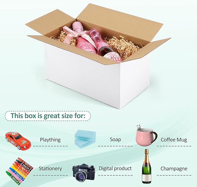 Eupako 11x6x6-Small-Shipping-Boxes-30-Pack-White-Corrugated-Box-Mailers - Image 3