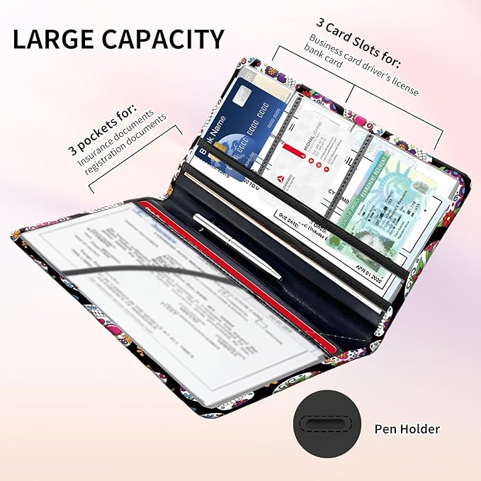 Premium Car Registration and Insurance Card Holder, Cute PU Leather Car - Image 4